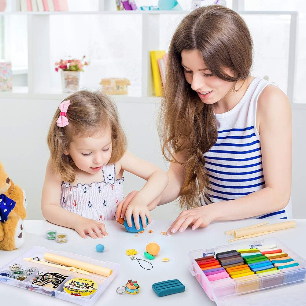 Polymer Clay, Modeling Clay for Kids DIY Starter Kits, Oven Baked Model Clay, Non-Toxic, Non-Sticky, with Sculpting Tools, Ideal Gift for Children and Artists