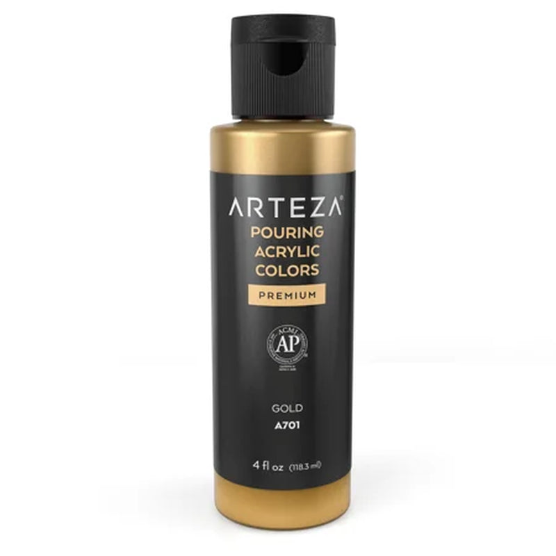 Acrylic Pouring Paint Kit, 120 Ml Bottle Set, Metallic Colors - 4 Pack