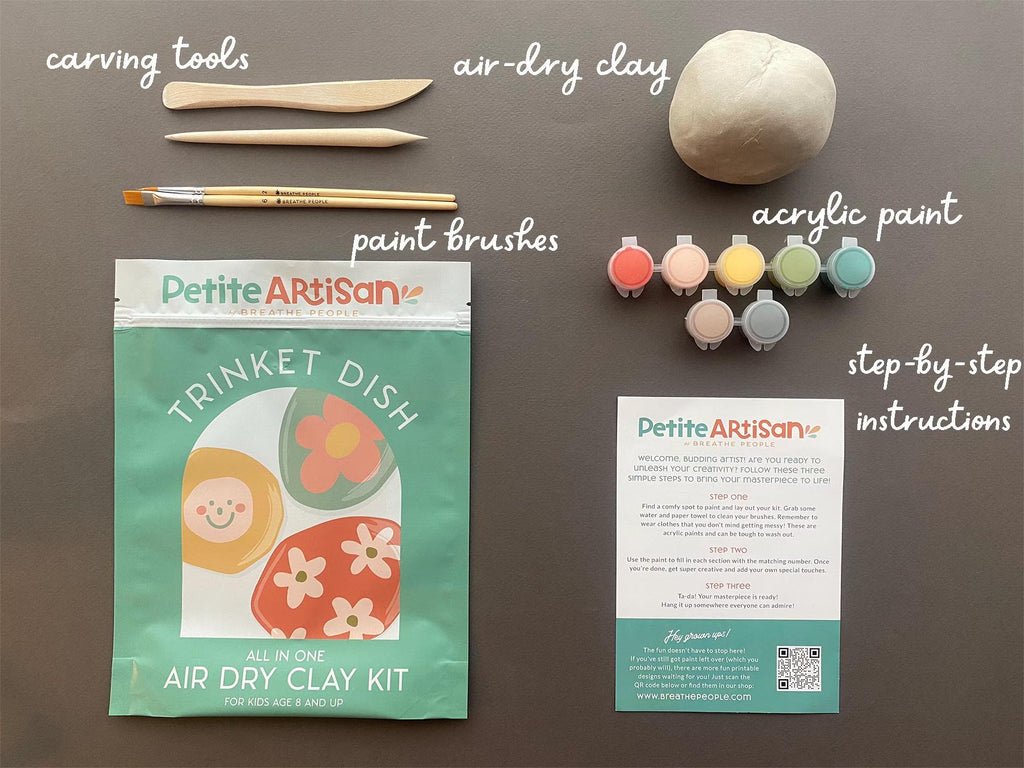 Kids DIY Clay Kit — Make and Paint Your Own Trinket Dishes - Birthday Party Supplies - Fun Summer Activity - Rainy Day Activity
