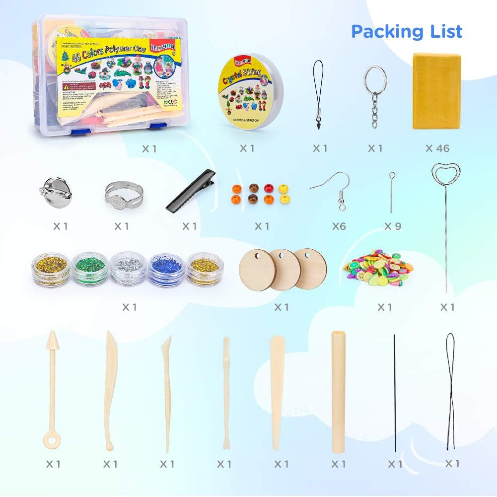 Polymer Clay, Modeling Clay for Kids DIY Starter Kits, Oven Baked Model Clay, Non-Toxic, Non-Sticky, with Sculpting Tools, Ideal Gift for Children and Artists