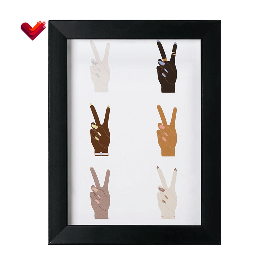 6 Peace Hand Sign Art, 6.5"X8.5" - Lifecast