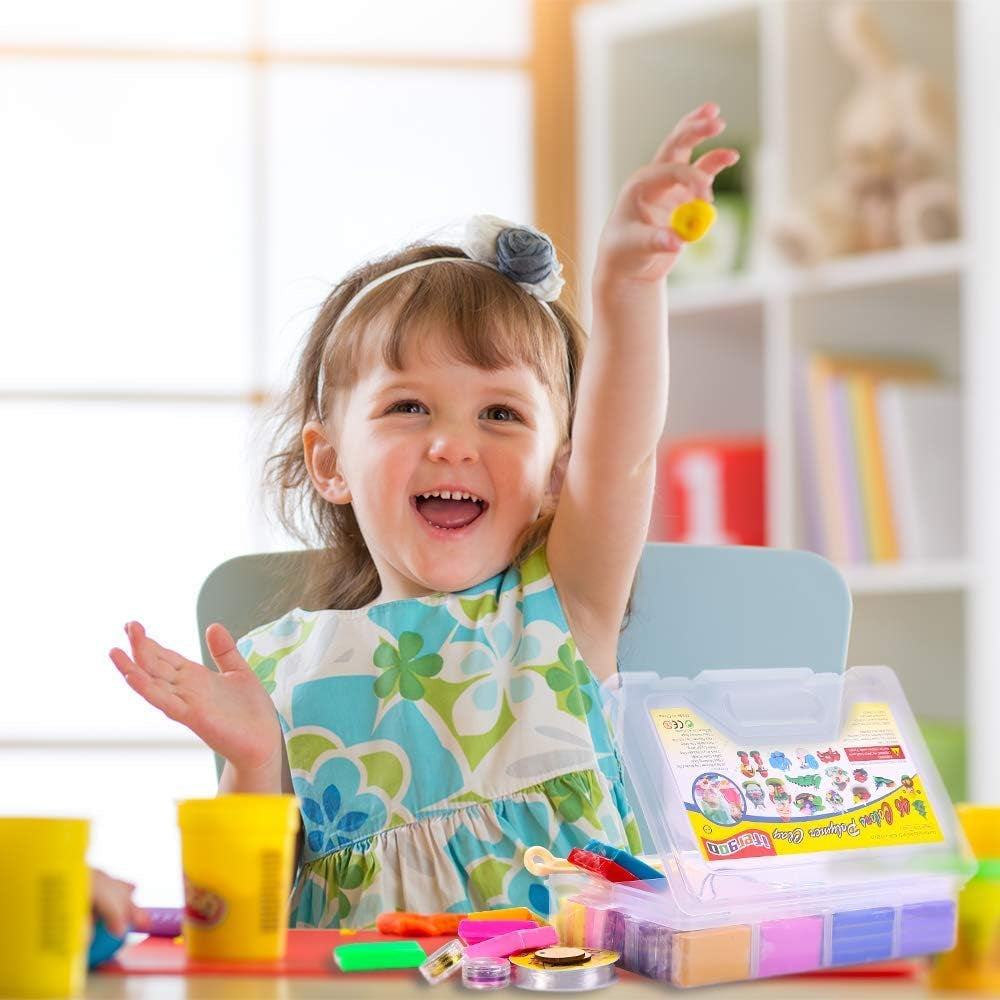 Polymer Clay, Modeling Clay for Kids DIY Starter Kits, Oven Baked Model Clay, Non-Toxic, Non-Sticky, with Sculpting Tools, Ideal Gift for Children and Artists