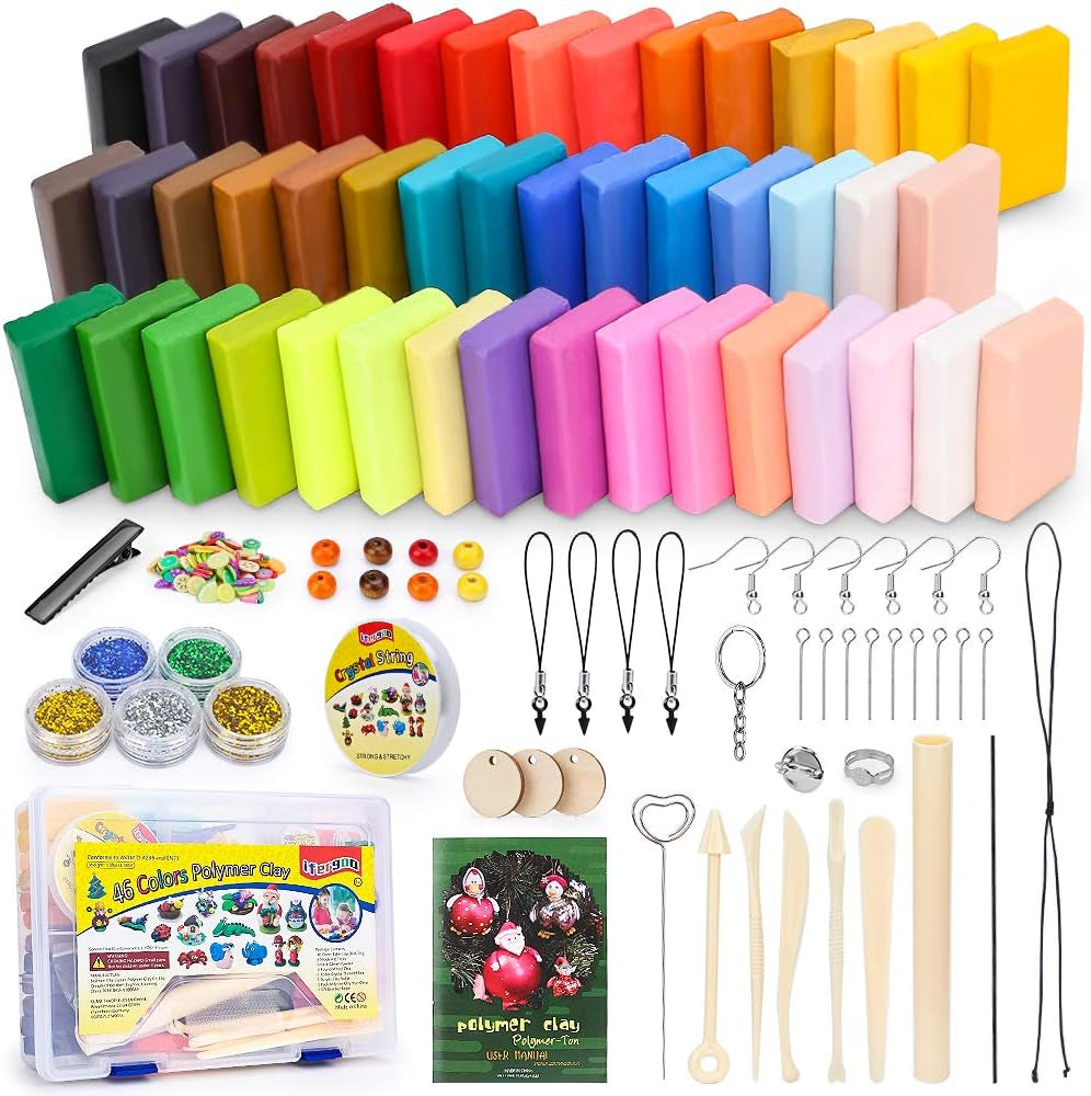 Polymer Clay, Modeling Clay for Kids DIY Starter Kits, Oven Baked Model Clay, Non-Toxic, Non-Sticky, with Sculpting Tools, Ideal Gift for Children and Artists