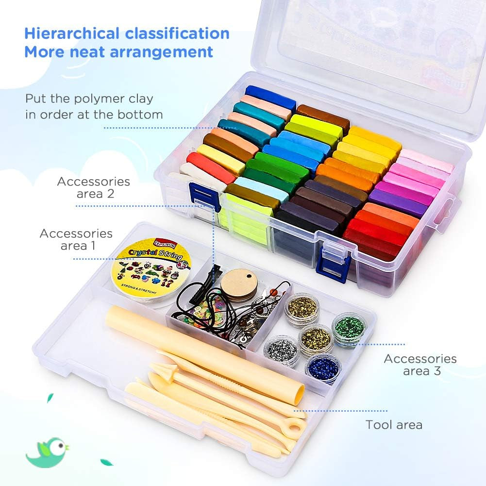 Polymer Clay, Modeling Clay for Kids DIY Starter Kits, Oven Baked Model Clay, Non-Toxic, Non-Sticky, with Sculpting Tools, Ideal Gift for Children and Artists