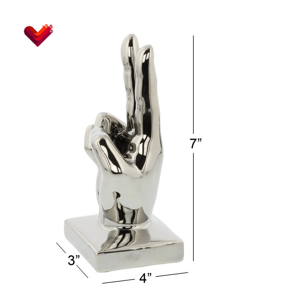 Silver Porcelain Hands Sculpture (Set of 3)