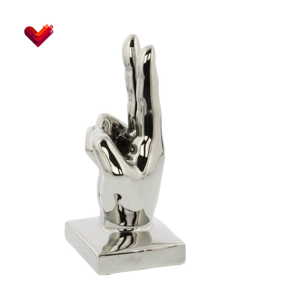 Silver Porcelain Hands Sculpture (Set of 3)