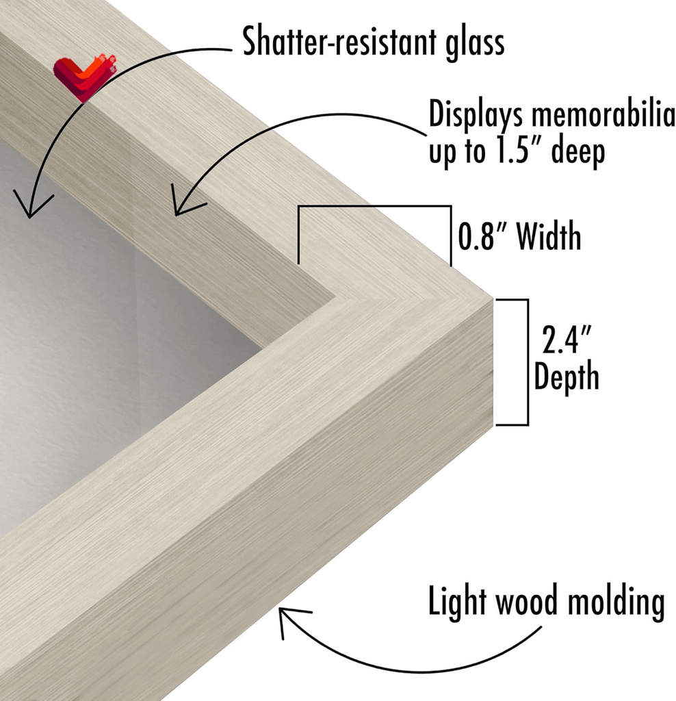 8X10 Shadow Box Frame with Shatter-Resistant Glass - Silhouette Collection - Large Shadow Box Display Case for Tabletop and Wall Display - Driftwood with Soft Linen Back