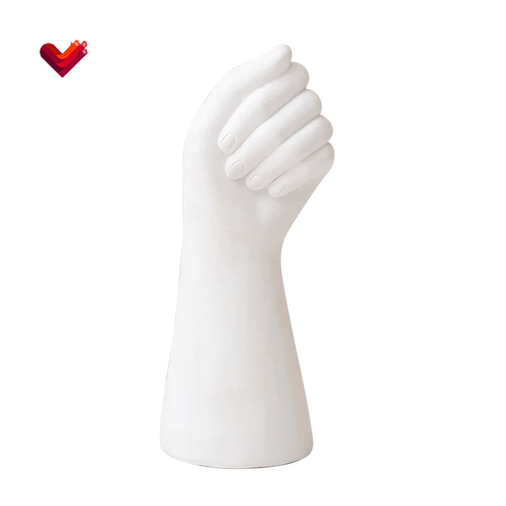 Hand-Shape Flower Vase Home Decor Creative Vase for Dining Table Office (White)