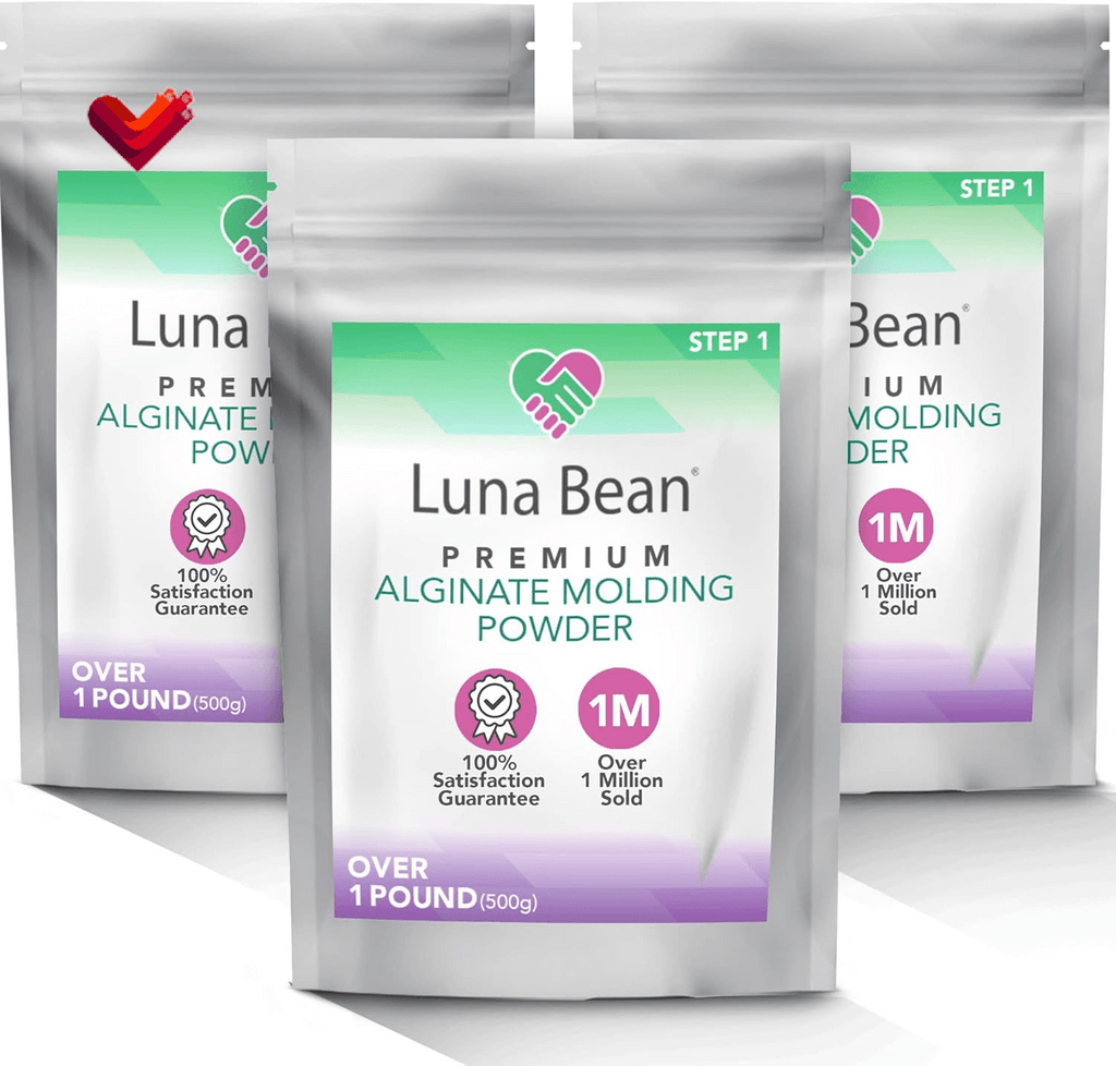 Luna Bean Alginate Molding Powder Refill for Hand Casting Kit - Non-Toxic - over 3 Lb (1,500G) - for Anniversaries, Birthdays, Family Activities - Hand Mold Kit Couples