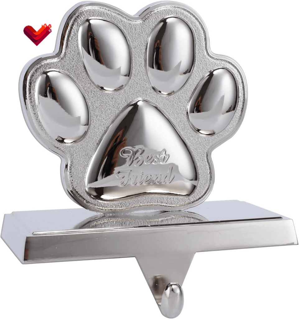 Paw Print Christmas Stocking Holders for Mantle -Stocking Hanger for Fireplace Christmas Stocking Hangers for Mantel Stocking Hooks for Fireplace Mantel Clips for Christmas Decor (Paw)