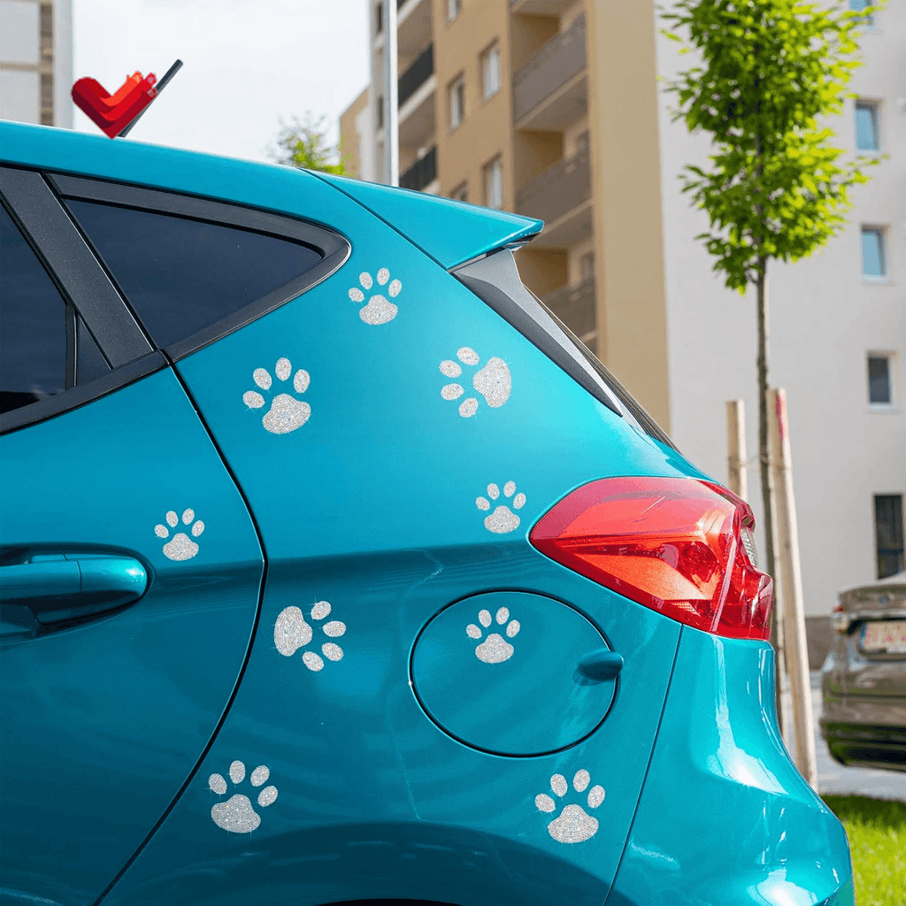 12 Sets Car Crystal Paw Stickers Rhinestone Paw Decals Bling Dog Paw Print Car Sticker Decorations for Car Bumper Window Laptops Decoration