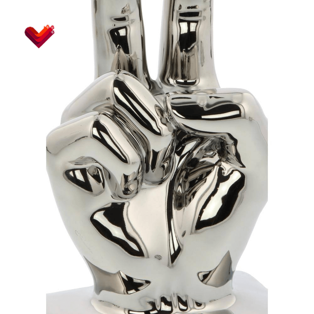 Silver Porcelain Hands Sculpture (Set of 3)