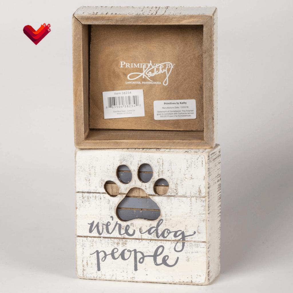 Hand-Lettered Slat Box Sign, We'Re Dog People