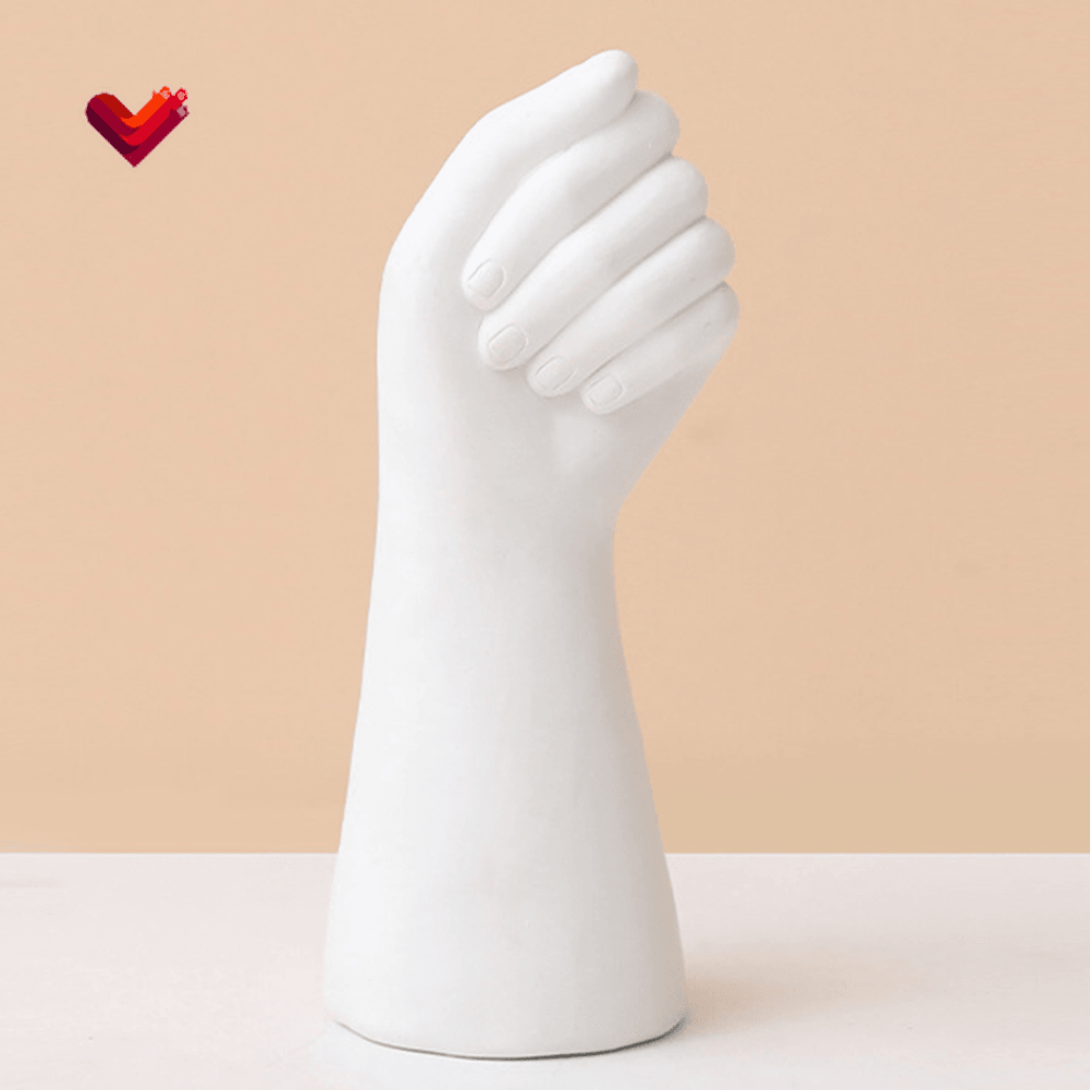 Hand-Shape Flower Vase Home Decor Creative Vase for Dining Table Office (White)