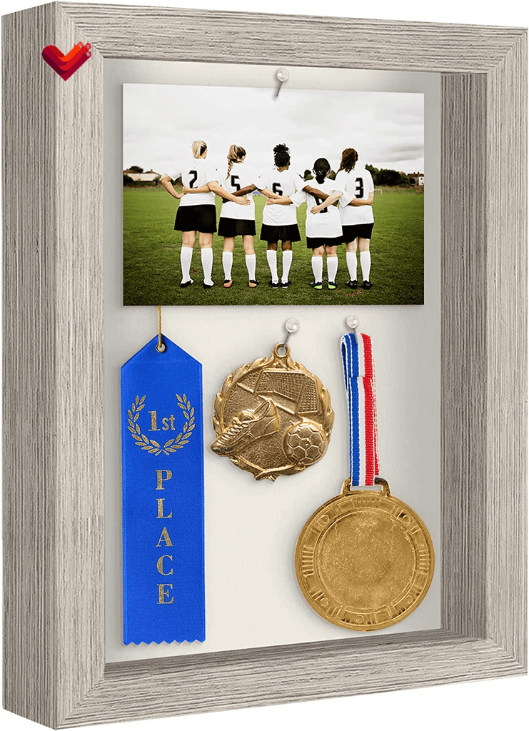 8X10 Shadow Box Frame with Shatter-Resistant Glass - Silhouette Collection - Large Shadow Box Display Case for Tabletop and Wall Display - Driftwood with Soft Linen Back