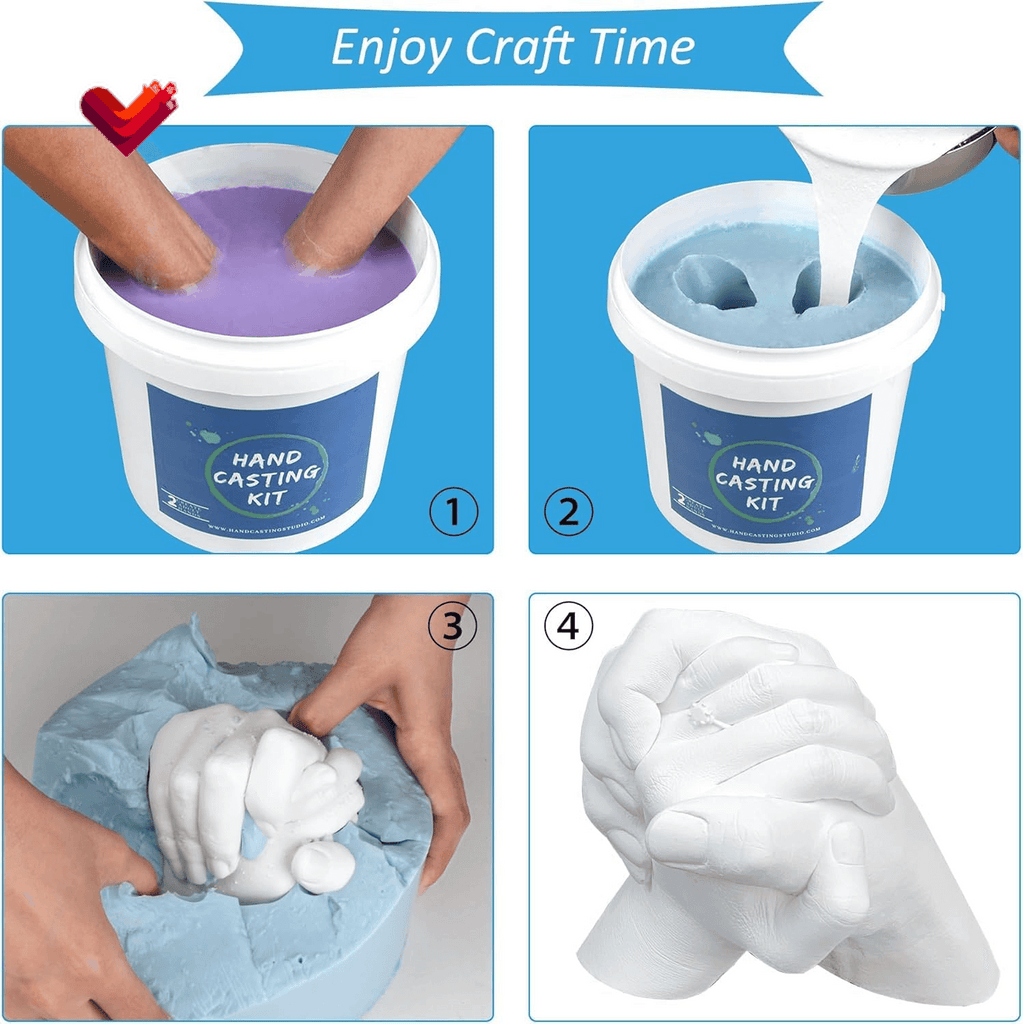 Hand Casting Kit Couples & Keepsake Hand Mold Kit Couples for Holiday Activities, Molding Kits for Adults, Child, Wedding, Friends, Plaster Hand Mold Casting Kit