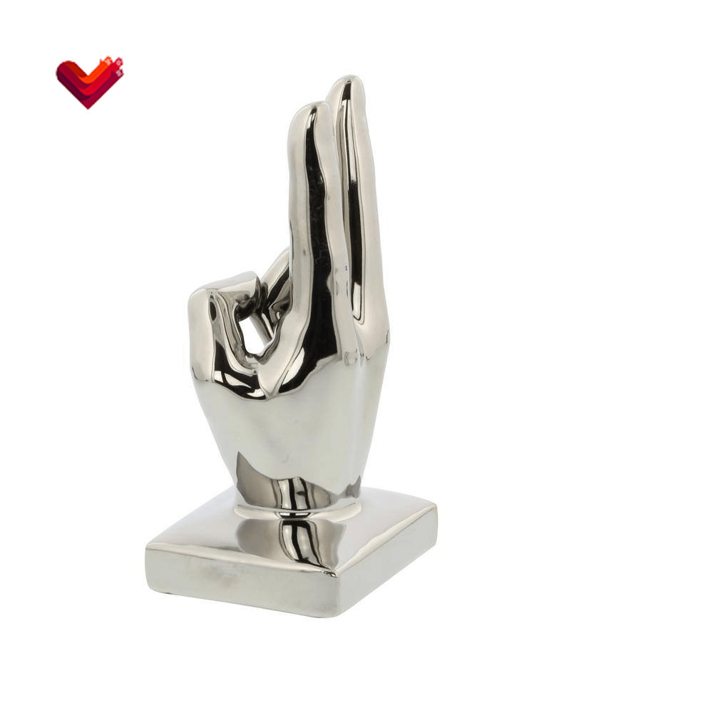 Silver Porcelain Hands Sculpture (Set of 3)