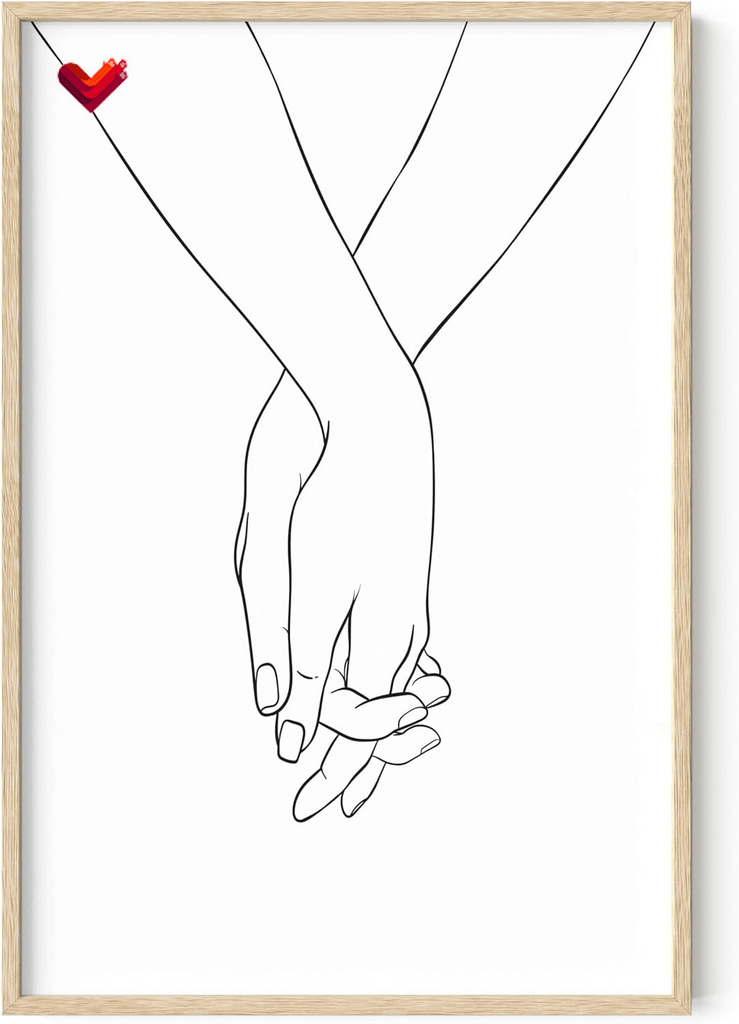 Hands Wall Art Love Art Print Minimalist Line Art Black and White Love Wall Art Minimalist Wall Art Love Pictures Wall Decor Black and White Holding Hands Line Art (Unframed 24X36)