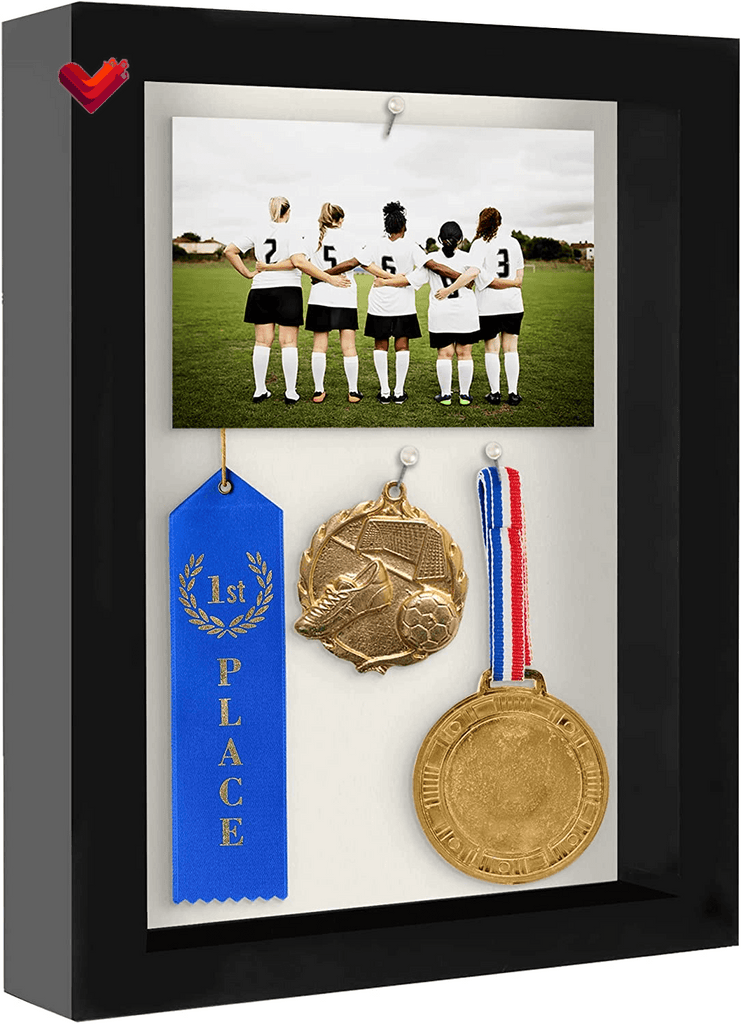 8X10 Shadow Box Frame with Shatter-Resistant Glass - Silhouette Collection - Large Shadow Box Display Case for Tabletop and Wall Display - Black with Soft Linen Back