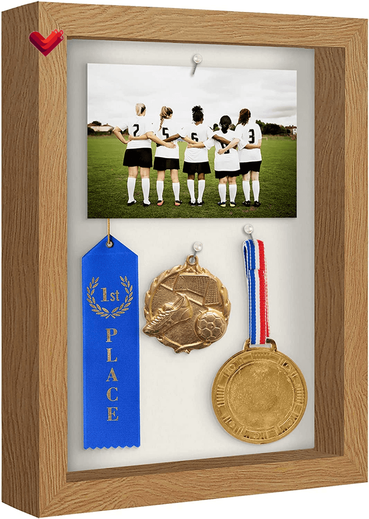 8.5X11 Shadow Box Frame with Shatter-Resistant Glass - Silhouette Collection - Large Shadow Box Display Case for Tabletop and Wall Display - Dark Oak with Soft Linen Back